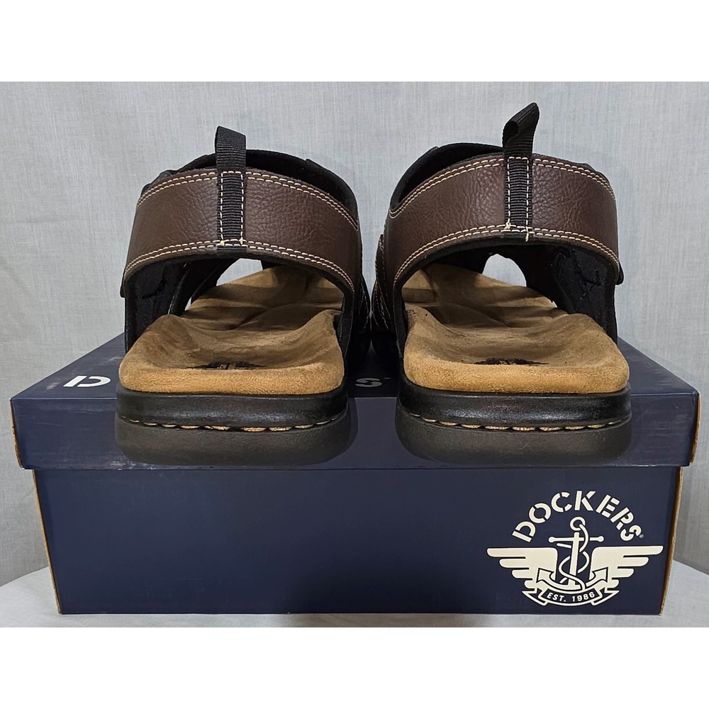 Dockers Shorewood Mens Fisherman Sandals Brown Memory Foam Comfort Shoes - Picture 9 of 11